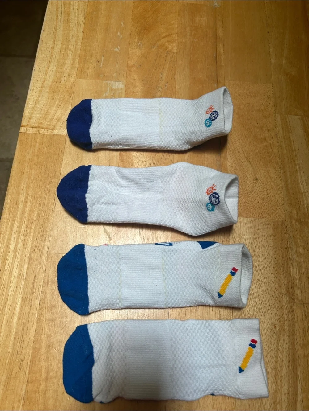 I Teach White Crew Socks with Blue Accents - Teacher Message Set